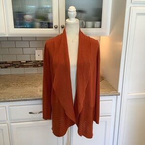 Chico’s Rust Orange Shawl Collar Open Cardigan